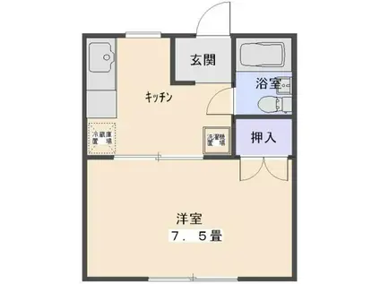 クリーンコーポ山王(1K/1階)の間取り写真