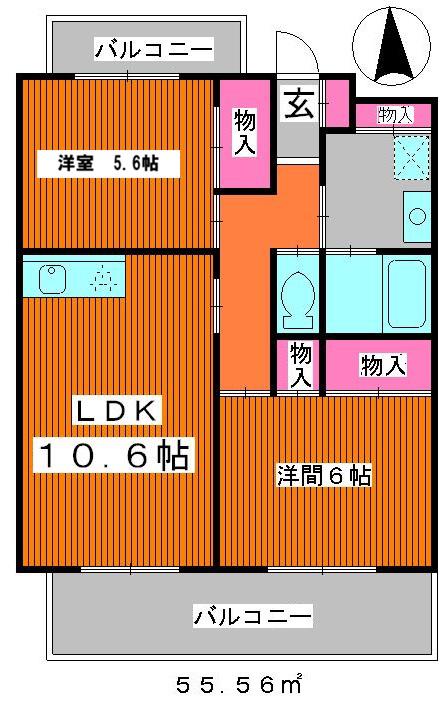 カームヒル(2LDK/1階)の間取り写真