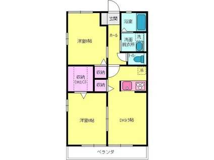 ハイムトッキ(2DK/2階)の間取り写真