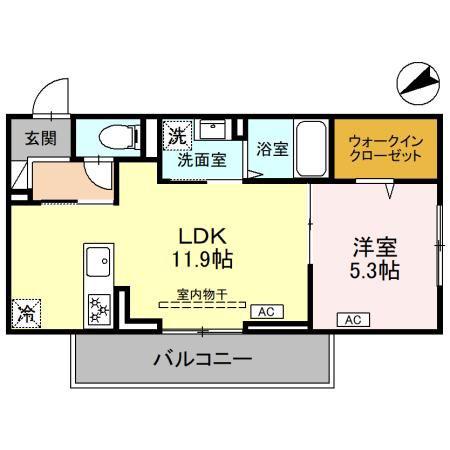 フェリーチェ MAEBASHI(1LDK/1階)の間取り写真