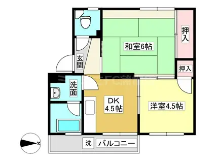 スワ山ハイツ(2DK/3階)の間取り写真