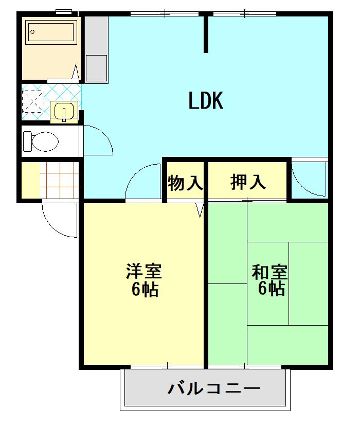 メゾンドリームA(2LDK/2階)の間取り写真