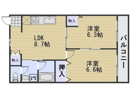 PRECIOUS-K(2LDK/2階)の間取り写真