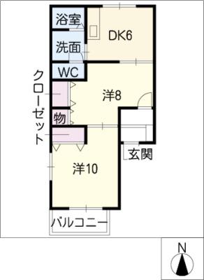 エターナルパレス(2DK/2階)の間取り写真