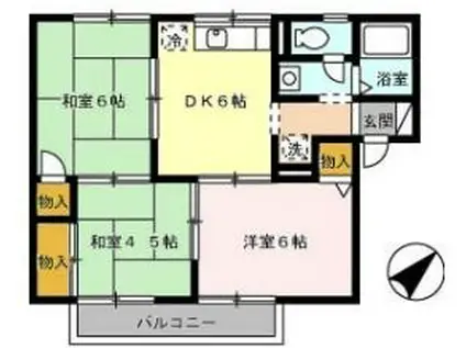 シャトルミヤケB棟(3DK/1階)の間取り写真