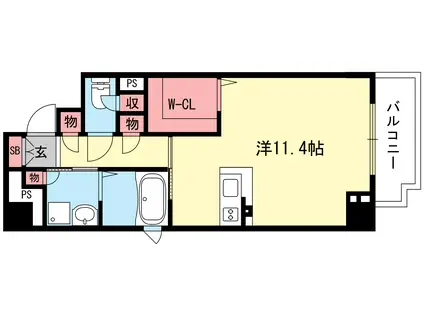 パラッツォロッサ(ワンルーム/10階)の間取り写真