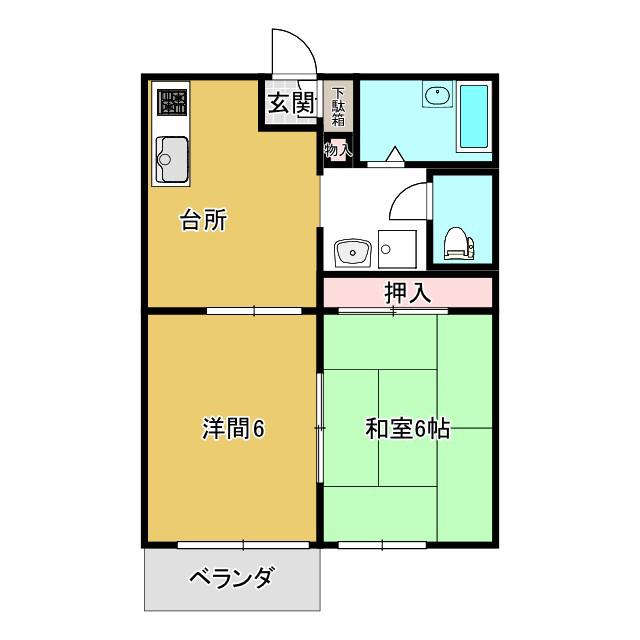 ハイツM(2DK/1階)の間取り写真