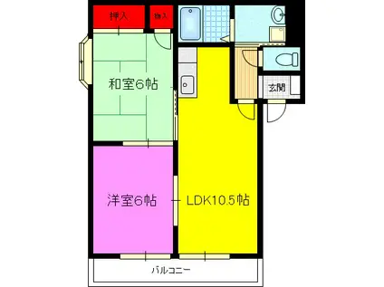 バリュージュ鴻池(2LDK/1階)の間取り写真