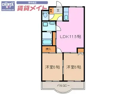 ルミナスパレス(2LDK/2階)の間取り写真