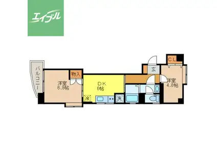 タウンコート中町(2DK/10階)の間取り写真