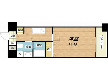 モンサンミッシェル北浜(1K/7階)の間取り写真