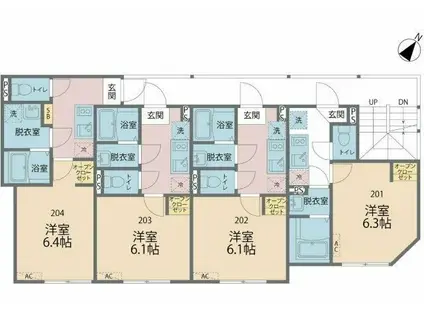 カインドネス町田II(1K/2階)の間取り写真