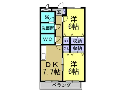 虹の丘BRAIN(2DK/3階)の間取り写真