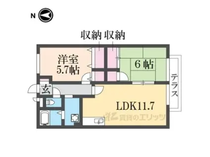 ハイランドコートⅡ(2LDK/1階)の間取り写真