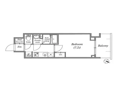 ジェノヴィア神戸湊川公園(1K/11階)の間取り写真