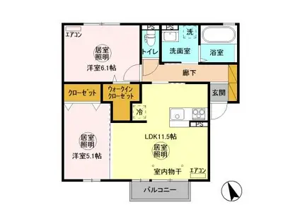 パン・リーヴ(2LDK/2階)の間取り写真