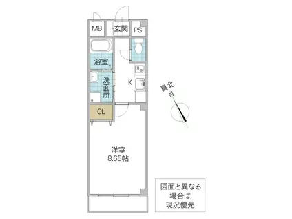 グランノヴァ(ワンルーム/1階)の間取り写真