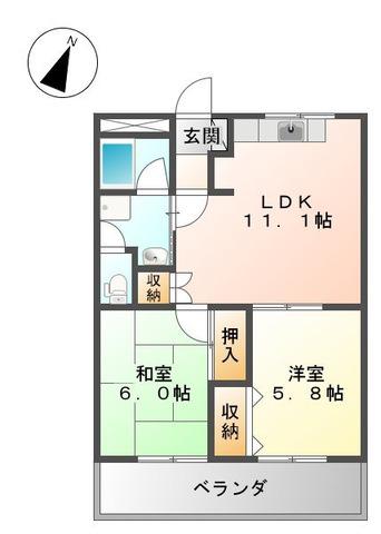 ディアグレイス50(2LDK/2階)の間取り写真