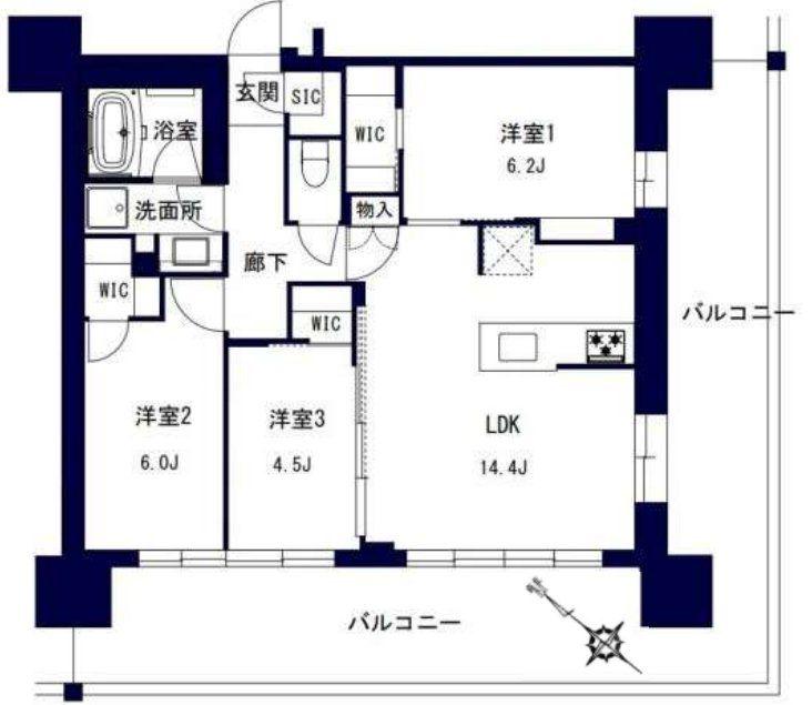 センチュリー千葉みなと(3LDK/3階)の間取り写真