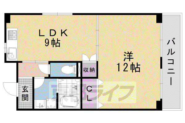 シャンドール東野(1LDK/3階)の間取り写真