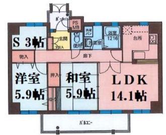 フィールトレイン(2SLDK/7階)の間取り写真