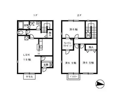 フラッツメイ B棟(3LDK/1階)の間取り写真
