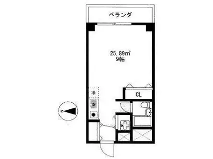 東京メトロ東西線 葛西駅 徒歩13分 4階建 築34年(1K/4階)の間取り写真