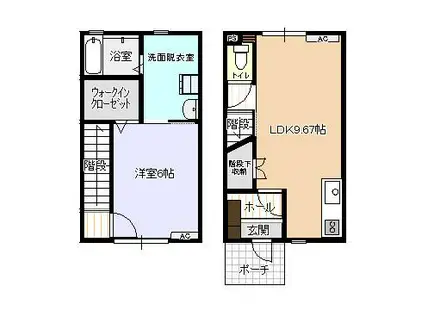 ビオラ新富山(1LDK/1階)の間取り写真