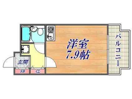藤和シティコア神戸中道通(ワンルーム/9階)の間取り写真