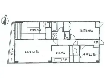 サンテラス高輪(3LDK/2階)の間取り写真
