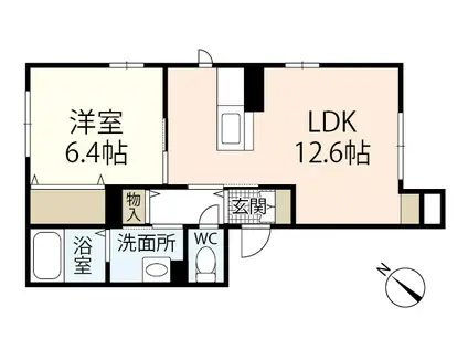ベレオ東海田(1LDK/2階)の間取り写真