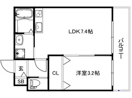 MARETTA京都天神川(1LDK/3階)の間取り写真