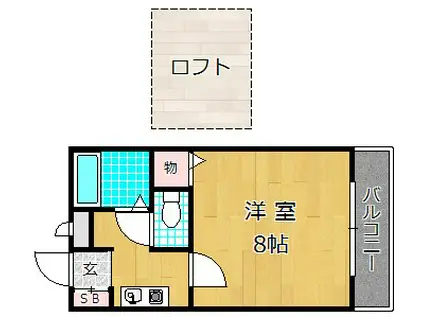 エステート明和II(1K/2階)の間取り写真