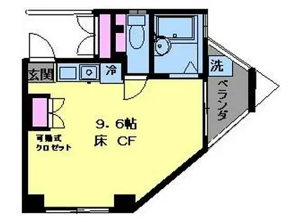 スカイハイ(ワンルーム/2階)の間取り写真