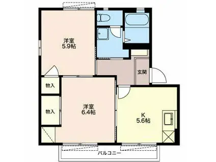 コモンシティ前島E(2K/1階)の間取り写真