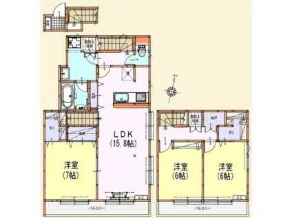 ステージクォリアップ経堂(3LDK/2階)の間取り写真