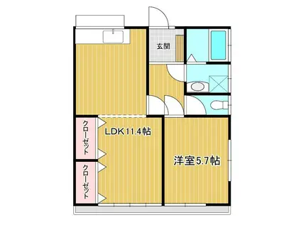 大和荘(1LDK/2階)の間取り写真