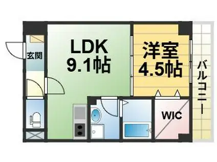 アルカンシェルコート緑橋(1LDK/2階)の間取り写真