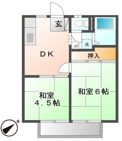 パナハイツ橋本A(2DK/1階)の間取り写真