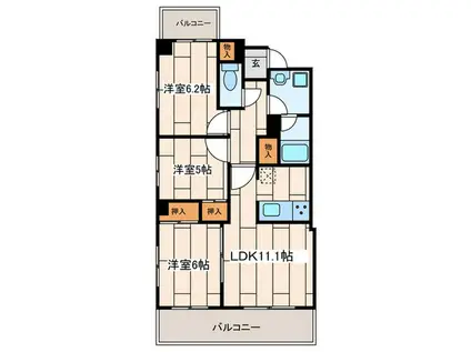 サンバレー上大岡VII(3LDK/4階)の間取り写真