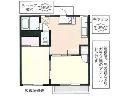 フォーブル相武台(2DK/1階)の間取り写真