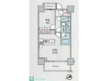 テラス浅草橋(1LDK/3階)の間取り写真
