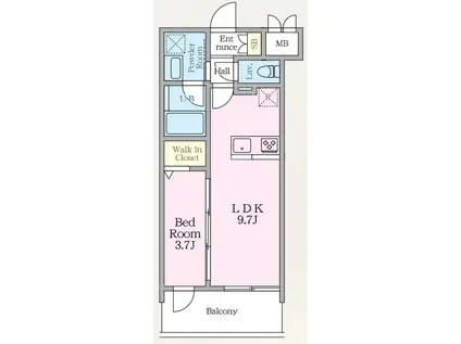 LUXENAPAWS南行徳(1LDK/7階)の間取り写真