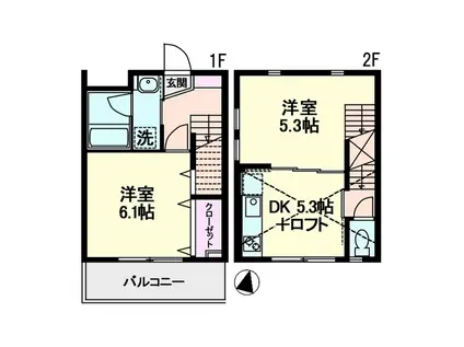FCOURT(2DK/1階)の間取り写真