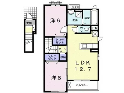 サンリット平原 II(2LDK/2階)の間取り写真