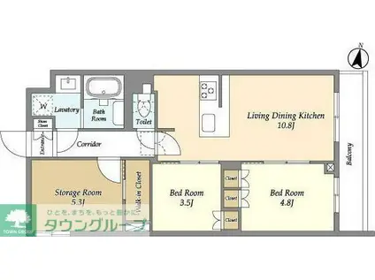 アジールコート練馬中村橋(2SLDK/1階)の間取り写真