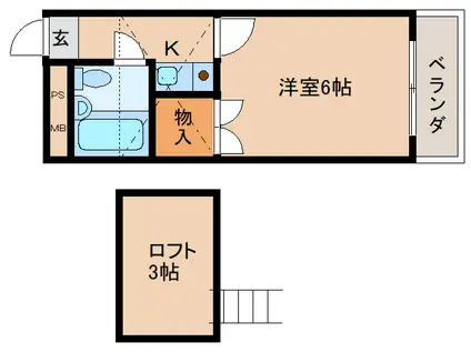 シティーエステート南紀寺(1K/2階)の間取り写真