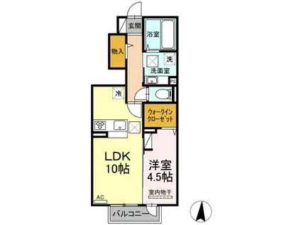 フェリーチェエム(1LDK/1階)の間取り写真