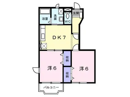 マノワール・ヴェールV(2DK/1階)の間取り写真