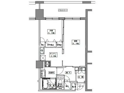 天神プレイスウエスト(1LDK/13階)の間取り写真